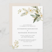 Elegant Greenery White Floral Wedding Kaart (Voorkant / Achterkant)
