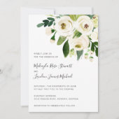 Elegant Greenery White Floral Wedding Kaart (Voorkant)