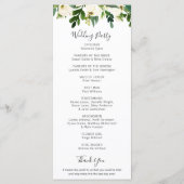 Elegant Greenery White Floral Wedding Programmakaart (Achterkant)