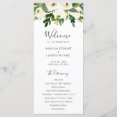 Elegant Greenery White Floral Wedding Programmakaart (Voorkant)
