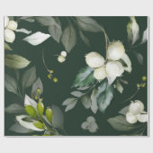Elegant Greenery White Floral Wrapping Paper Cadeaupapier (Vlak)