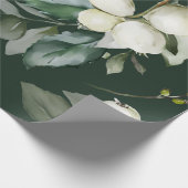 Elegant Greenery White Floral Wrapping Paper Cadeaupapier (Hoek)