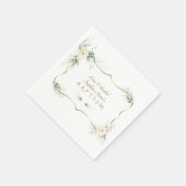 Elegant Greenery White Flowers Gold Cross Baptisme Servet (Hoek)
