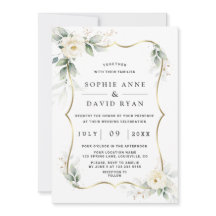 Elegant Greenery White Flowers Gold Wedding