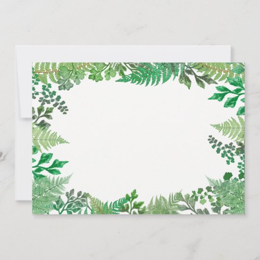 Elegant Greenery | Wild Ferns Wedding Invitation Kaart (Achterkant)