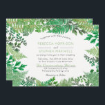 Elegant Greenery | Wild Ferns Wedding Invitation Kaart<br><div class="desc">Neem een reis naar het diepste regenwoud in de bergen en houd de groenste schoonheid voor die wilde bosboten is met dit elegante trouwuitnodigingsontwerp dat is gemaakt in gradiënttonen van groen. Pas je aan met je details voor je gelegenheid en voeg je toe aan de wagen. Ben zeker om de...</div>