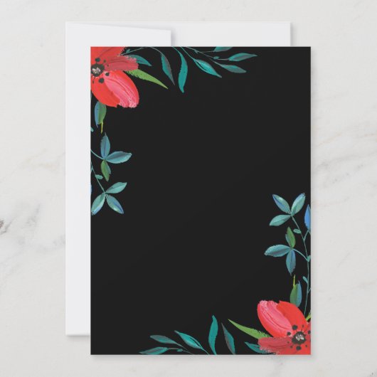 Elegant Greenery Wildflower Black Floral Wedding Save The Date (Achterkant)