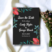 Elegant Greenery Wildflower Black Floral Wedding Save The Date