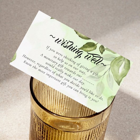 Elegant Greenery Wishing Well for Wedding Informatiekaartje