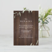 Elegant greenery wood county rustic bruiloft detai informatiekaartje (Staand voorkant)