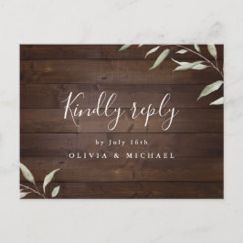 Elegant greenery wood county rustic bruiloft RSVP Uitnodiging Briefkaart