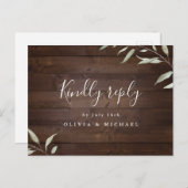 Elegant greenery wood county rustic bruiloft RSVP Uitnodiging Briefkaart (Voorkant / Achterkant)