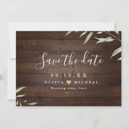 Elegant greenery wood county rustic save the date