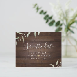 Elegant greenery wood county rustic save the date briefkaart