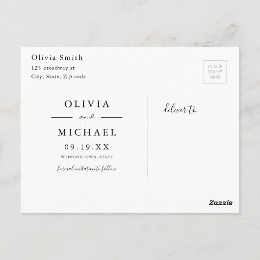 Elegant greenery wood county rustic save the date briefkaart (Achterkant)