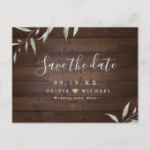Elegant greenery wood county rustic save the date briefkaart (Voorkant)