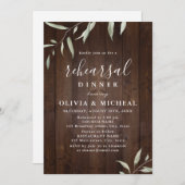 Elegant greenery wood rustic rehearings diner kaart (Voorkant / Achterkant)