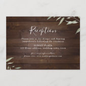 Elegant greenery wood rustige trouwreceptie informatiekaartje (Voorkant)