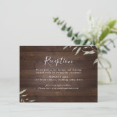 Elegant greenery wood rustige trouwreceptie informatiekaartje (Staand voorkant)