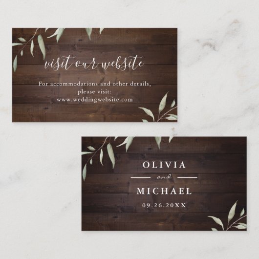Elegant greenery wood website Plaats kaart Plaatskaartje (Voorkant / Achterkant)
