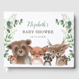 Elegant Greenery Woodland Animals Baby shower Gastenboek