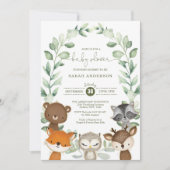 Elegant Greenery Woodland Animals Baby shower Kaart (Voorkant)