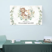 Elegant Greenery Woodland Animals Baby Welkom Spandoek (Beurs)