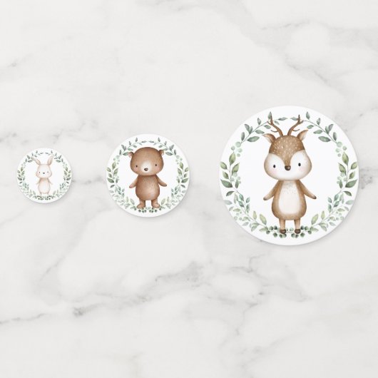 Elegant Greenery Woodland Greenery Animals Party Confetti (Voorkanten)