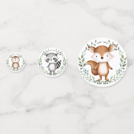 Elegant Greenery Woodland Greenery Animals Party Confetti (Achterkanten)