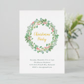 Elegant Greenery Wreath Rustic Kerstparty Folie Uitnodiging (Staand Voorkant)