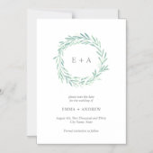 Elegant Greenery Wreath Save the Date Magnetische Uitnodiging (Voorkant)