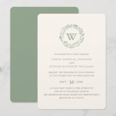 Elegant Greenery Wreath Waterverf Wedding Kaart (Voorkant / Achterkant)