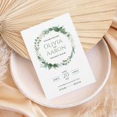 Elegant Greenery Wreath Wedding Invitation Kaart
