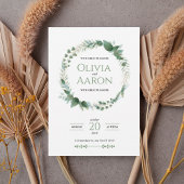 Elegant Greenery Wreath Wedding Invitation Kaart