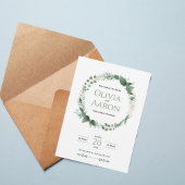 Elegant Greenery Wreath Wedding Invitation Kaart