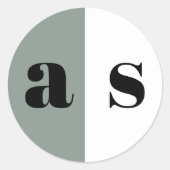 Elegant greenish grijs monogram bruiloft ronde sticker (Voorkant)