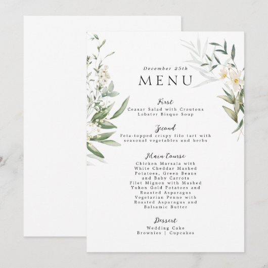 Elegant Greens Lovely Wedding Menu (Voorkant / Achterkant)