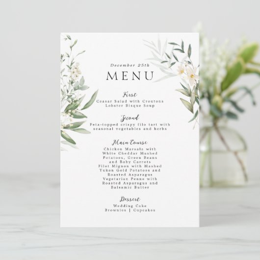 Elegant Greens Lovely Wedding Menu (Staand voorkant)