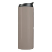Elegant greige beige aangepaste naam text monogram thermosbeker (Gedraaid links)