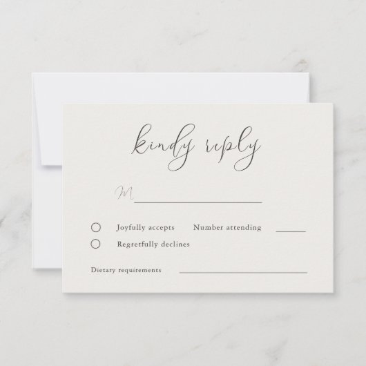 Elegant Greige Script Wedding RSVP Kaartje (Voorkant)