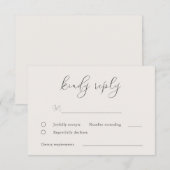 Elegant Greige Script Wedding RSVP Kaartje (Voorkant / Achterkant)