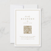 Elegant grenst goud classy QR code bruiloft RSVP Kaartje (Voorkant)