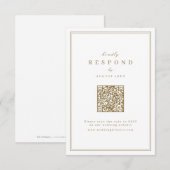 Elegant grenst goud classy QR code bruiloft RSVP Kaartje (Voorkant / Achterkant)
