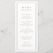 Elegant grenst goudkleurige, minimalistische bruil menu (Voorkant)