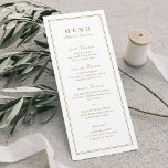 Elegant grenst goudkleurige, minimalistische bruil menu<br><div class="desc">Elegant minimalistisch gouden kleurenontwerp met grenzen,  eenvoudig en geavanceerd. Geweldig voor een moderne klassieke bruiloft en een officiële bruiloft. Bekijk alle overeenkomende stukken in het collectie.</div>