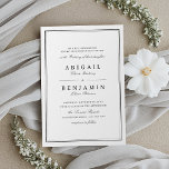 Elegant grenst zwart-wit-minimalistische bruiloft kaart<br><div class="desc">Elegant zwart-wit minimalistisch ontwerp,  eenvoudig en stijlvol. Geweldig voor een moderne klassieke bruiloft,  een oude bruiloft en een officiële bruiloft. Bekijk alle overeenkomende stukken in het collectie.</div>