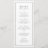 Elegant grenst zwart-wit minimalistische bruiloft menu (Voorkant)