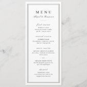 Elegant grenst zwart-wit minimalistische bruiloft menu (Voorkant)