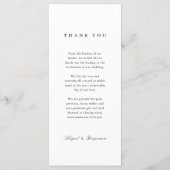 Elegant grenst zwart-wit minimalistische bruiloft menu (Achterkant)