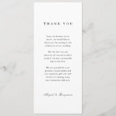 Elegant grenst zwart-wit minimalistische bruiloft menu (Achterkant)